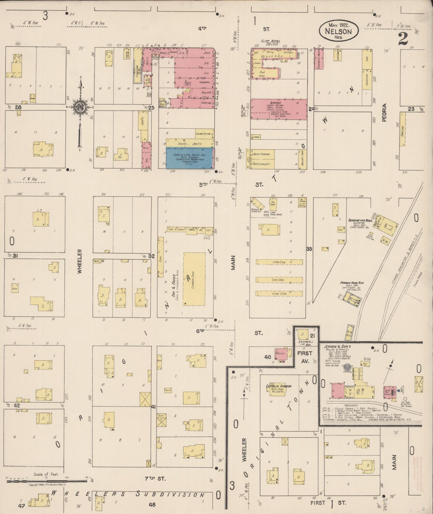 Sanborn Fire Insurance Map from Nelson, Nuckolls County, Nebraska (1922), Sheet #0002 - Complete Map Set gallery image, historic Sanborn map, vintage wall art, Nebraska Nebraska