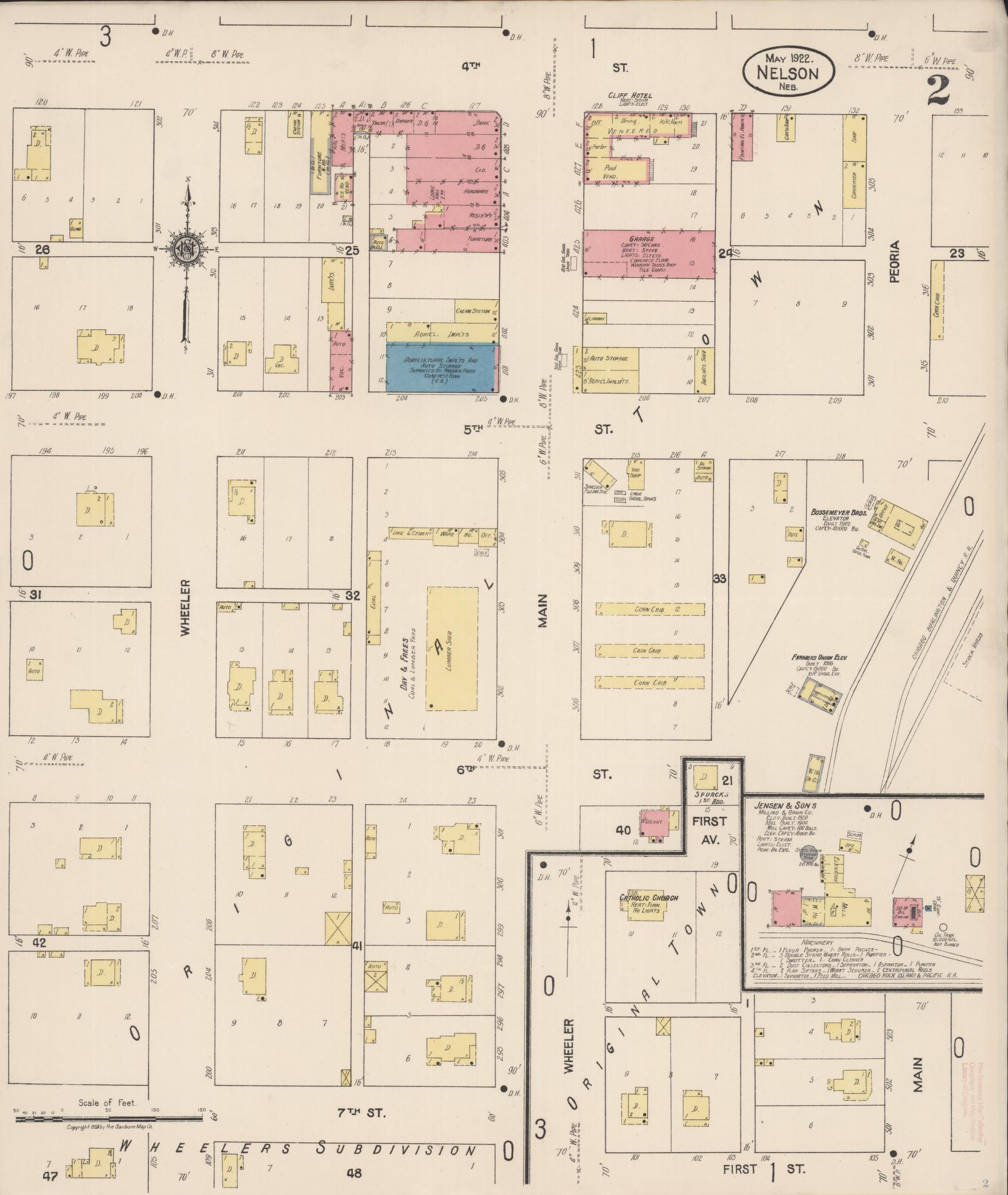 Sanborn Fire Insurance Map from Nelson, Nuckolls County, Nebraska (1922), Sheet #0002 - Complete Map Set gallery image, historic Sanborn map, vintage wall art, Nebraska Nebraska