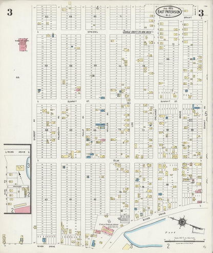 Sanborn Fire Insurance Map from East Paterson, Bergen County, New Jersey (1925), Sheet #0003 - Historic Sanborn Fire Insurance Map Print, vintage old map wall art, antique decor, genealogy gift, New Jersey New Jersey map