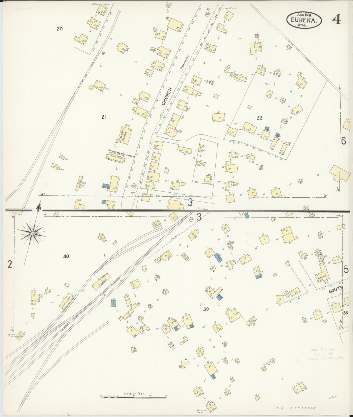 Sanborn Fire Insurance Map from Eureka, Juab County, Utah (1898), Sheet #0004 - Complete Map Set gallery image, historic Sanborn map, vintage wall art, Utah Utah