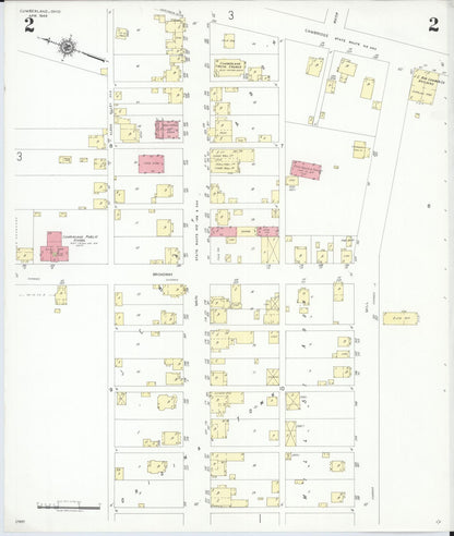 Sanborn Fire Insurance Map from Cumberland, Guernsey County, Ohio (1946), Sheet #0002 - Complete Map Set gallery image, historic Sanborn map, vintage wall art, Ohio Ohio