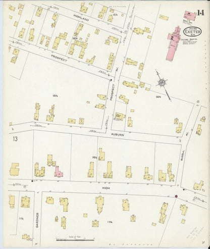 Sanborn Fire Insurance Map from Exeter, Rockingham County, New Hampshire (1913), Sheet #0014 - Complete Map Set gallery image, historic Sanborn map, vintage wall art, New Hampshire New Hampshire