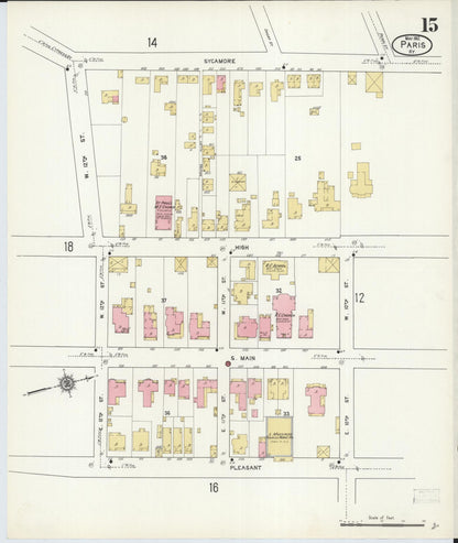 Sanborn Fire Insurance Map from Paris, Bourbon County, Kentucky (1912), Sheet #0015 - Complete Map Set gallery image, historic Sanborn map, vintage wall art, Kentucky Kentucky