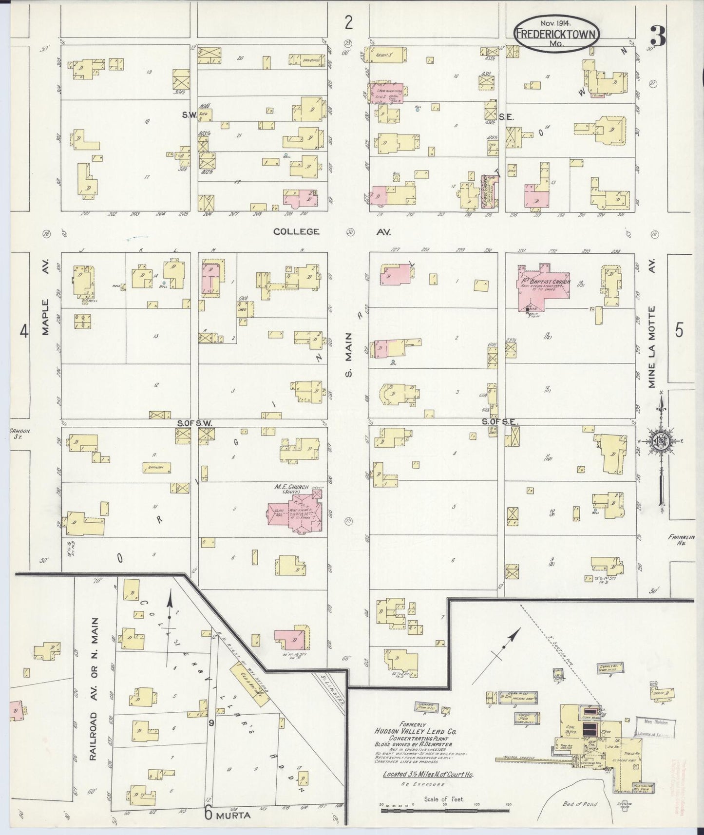 Sanborn Fire Insurance Map from Fredericktown, Madison County, Missouri (1914), Sheet #0003 - Complete Map Set gallery image, historic Sanborn map, vintage wall art, Missouri Missouri