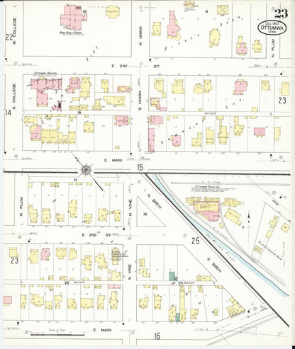 Sanborn Fire Insurance Map from Ottumwa, Wapello County, Iowa (1909), Sheet #0023 - Historic Sanborn Fire Insurance Map Print, vintage old map wall art
