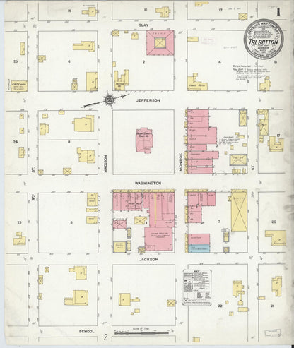 Sanborn Fire Insurance Map from Talbotton, Talbot County, Georgia (1911), Sheet #0001 - Complete Map Set gallery image, historic Sanborn map, vintage wall art, Georgia Georgia