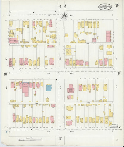 Sanborn Fire Insurance Map from Huntington, Cabell County, West Virginia (1904), Sheet #0009 - Complete Map Set gallery image, historic Sanborn map, vintage wall art, West Virginia West Virginia