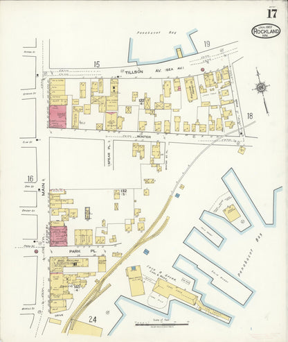 Sanborn Fire Insurance Map from Rockland, Knox County, Maine (1922), Sheet #0017 - Complete Map Set gallery image, historic Sanborn map, vintage wall art, Maine Maine