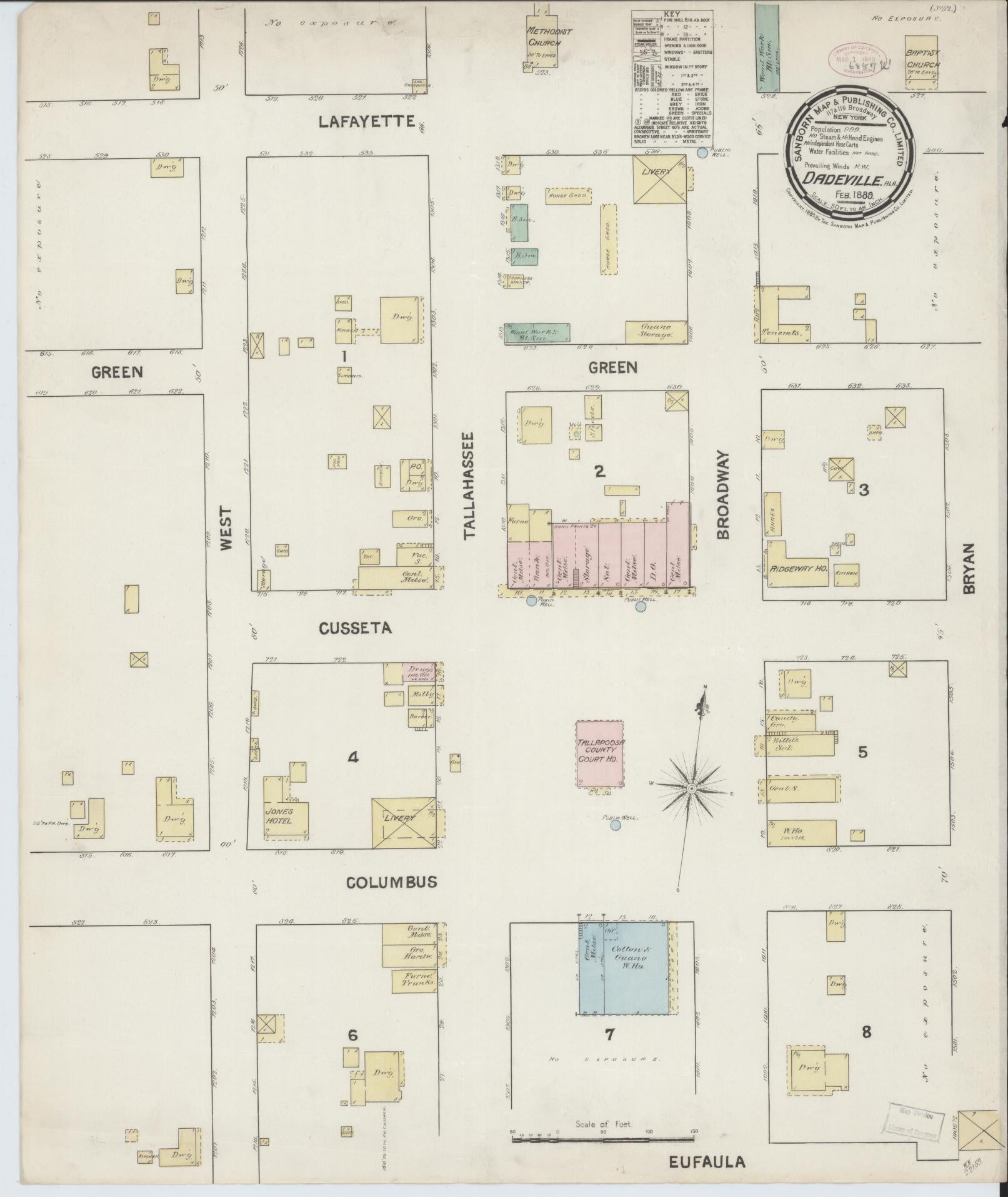 Sanborn Fire Insurance Map from Dadeville, Tallapoosa County, Alabama. (1889) – Historic Sanborn Fire Insurance Map Print