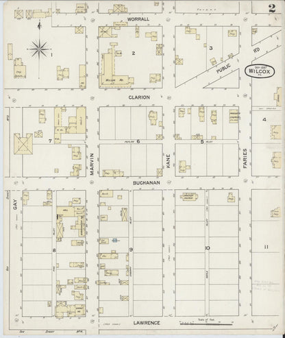 Sanborn Fire Insurance Map from Wilcox, Elk County, Pennsylvania (1887), Sheet #0002 - Historic Sanborn Fire Insurance Map Print, vintage old map wall art, antique decor, genealogy gift, Pennsylvania Pennsylvania map