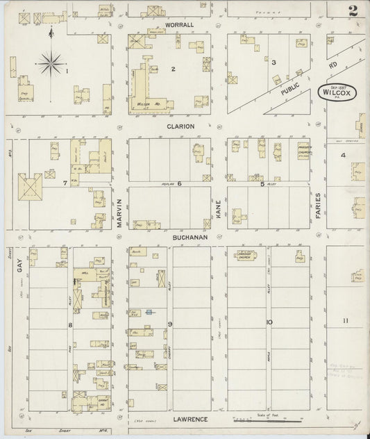Sanborn Fire Insurance Map from Wilcox, Elk County, Pennsylvania (1887), Sheet #0002 - Historic Sanborn Fire Insurance Map Print, vintage old map wall art, antique decor, genealogy gift, Pennsylvania Pennsylvania map