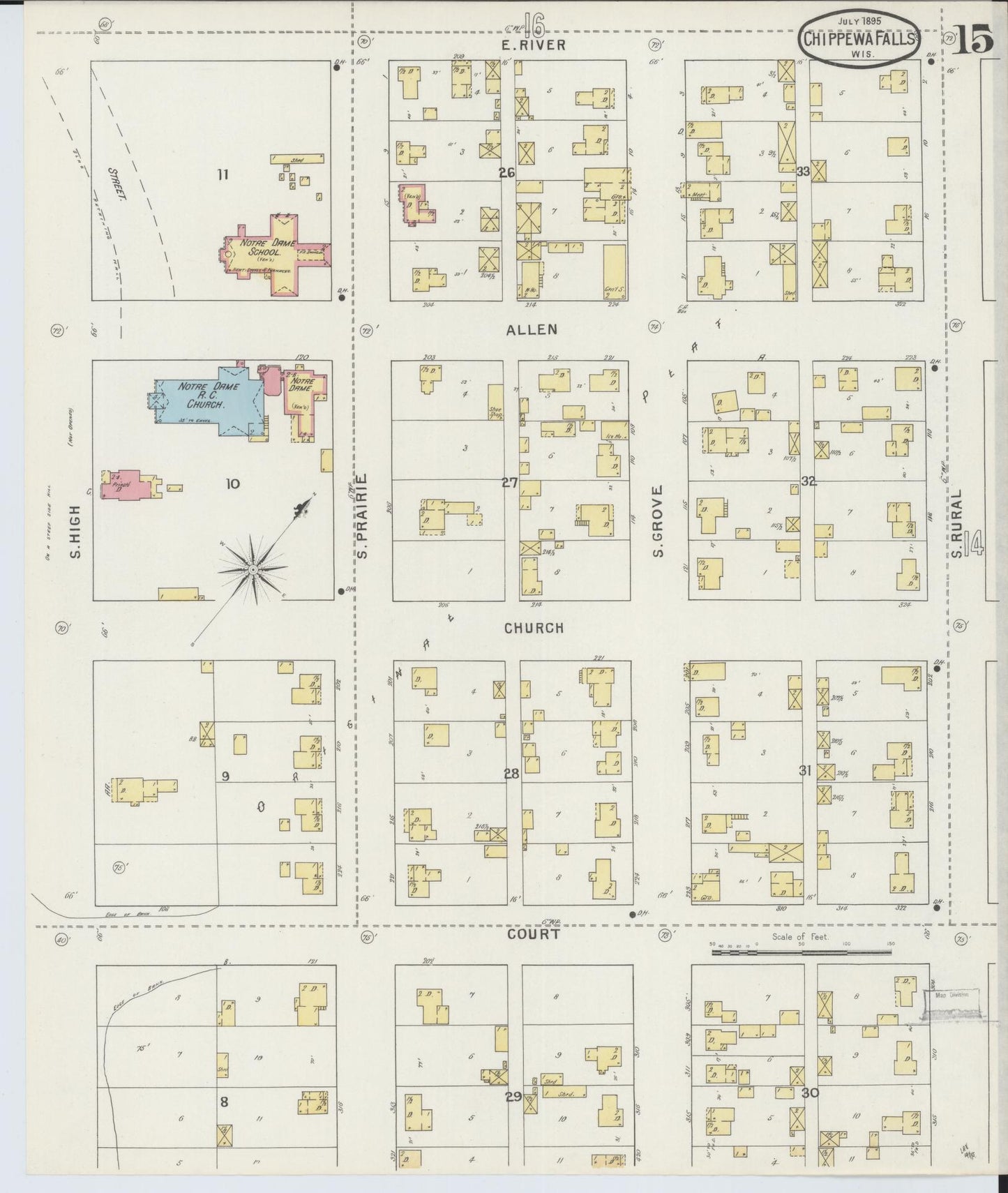 Sanborn Fire Insurance Map from Chippewa Falls, Chippewa County, Wisconsin (1895), Sheet #0015 - Complete Map Set gallery image, historic Sanborn map, vintage wall art, Wisconsin Wisconsin