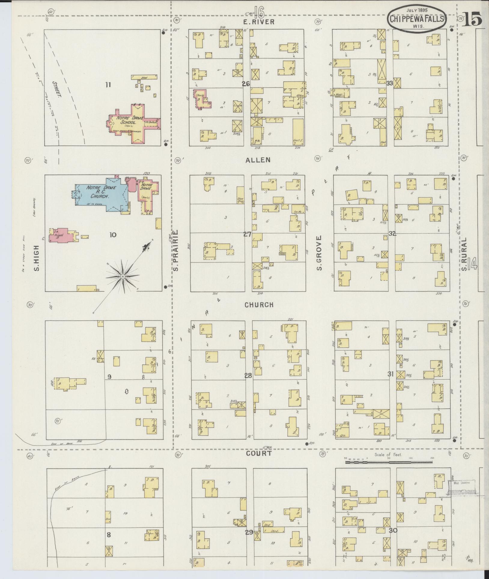 Sanborn Fire Insurance Map from Chippewa Falls, Chippewa County, Wisconsin (1895), Sheet #0015 - Complete Map Set gallery image, historic Sanborn map, vintage wall art, Wisconsin Wisconsin
