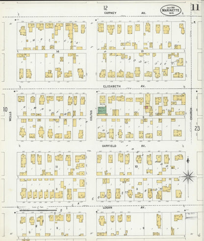 Sanborn Fire Insurance Map from Marinette, Marinette County, Wisconsin (1901), Sheet #0011 - Historic Sanborn Fire Insurance Map Print, vintage old map wall art, antique decor, genealogy gift, Wisconsin Wisconsin map