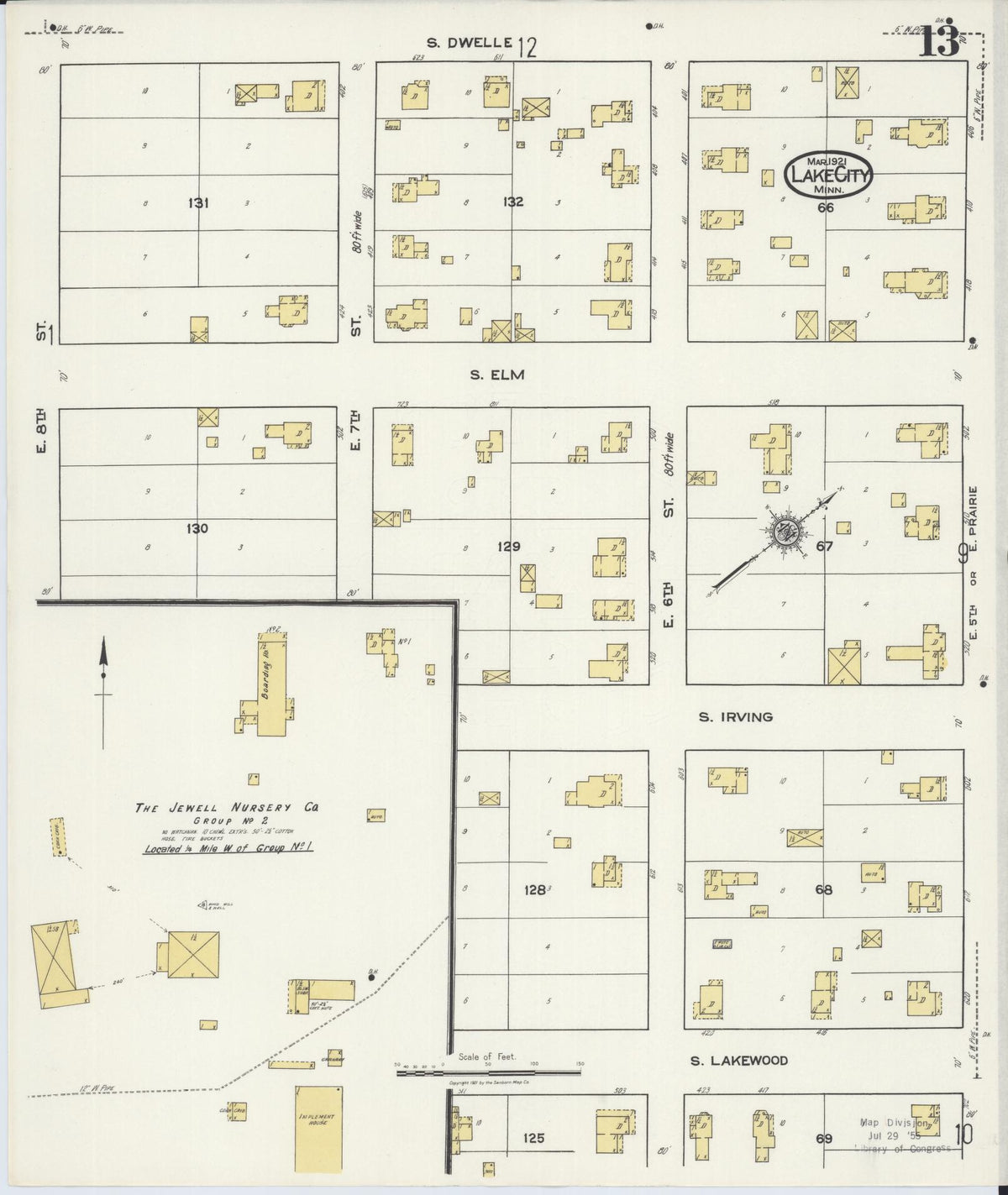 Sanborn Fire Insurance Map from Lake City, Wabasha County, Minnesota (1921), Sheet #0013 - Historic Sanborn Fire Insurance Map Print, vintage old map wall art, antique decor, genealogy gift, Minnesota Minnesota map
