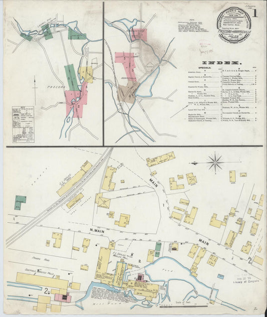 Sanborn Fire Insurance Map from Pascoag, Providence County, Rhode Island (1896), Sheet #0001 - Complete Map Set gallery image, historic Sanborn map, vintage wall art, Rhode Island Rhode Island