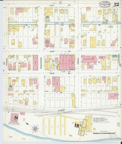 Sanborn Fire Insurance Map from Ironton, Lawrence County, Ohio (1904), Sheet #0012 - Historic Sanborn Fire Insurance Map Print, vintage old map wall art, antique decor, genealogy gift, Ohio Ohio map