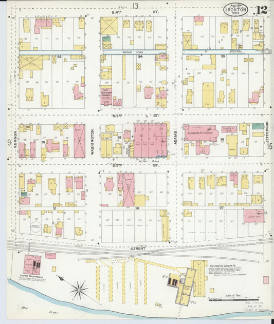 Sanborn Fire Insurance Map from Ironton, Lawrence County, Ohio (1904), Sheet #0012 - Historic Sanborn Fire Insurance Map Print, vintage old map wall art, antique decor, genealogy gift, Ohio Ohio map