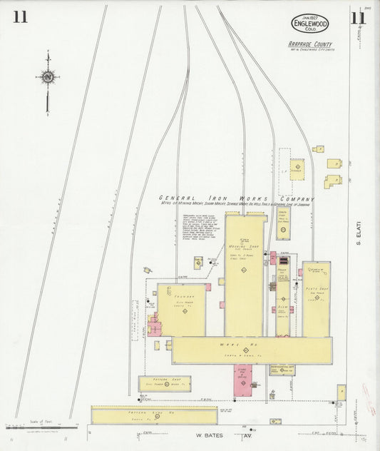 Sanborn Fire Insurance Map from Englewood, Arapahoe County, Colorado (1927), Sheet #0011 - Historic Sanborn Fire Insurance Map Print, vintage old map wall art, antique decor, genealogy gift, Colorado Colorado map