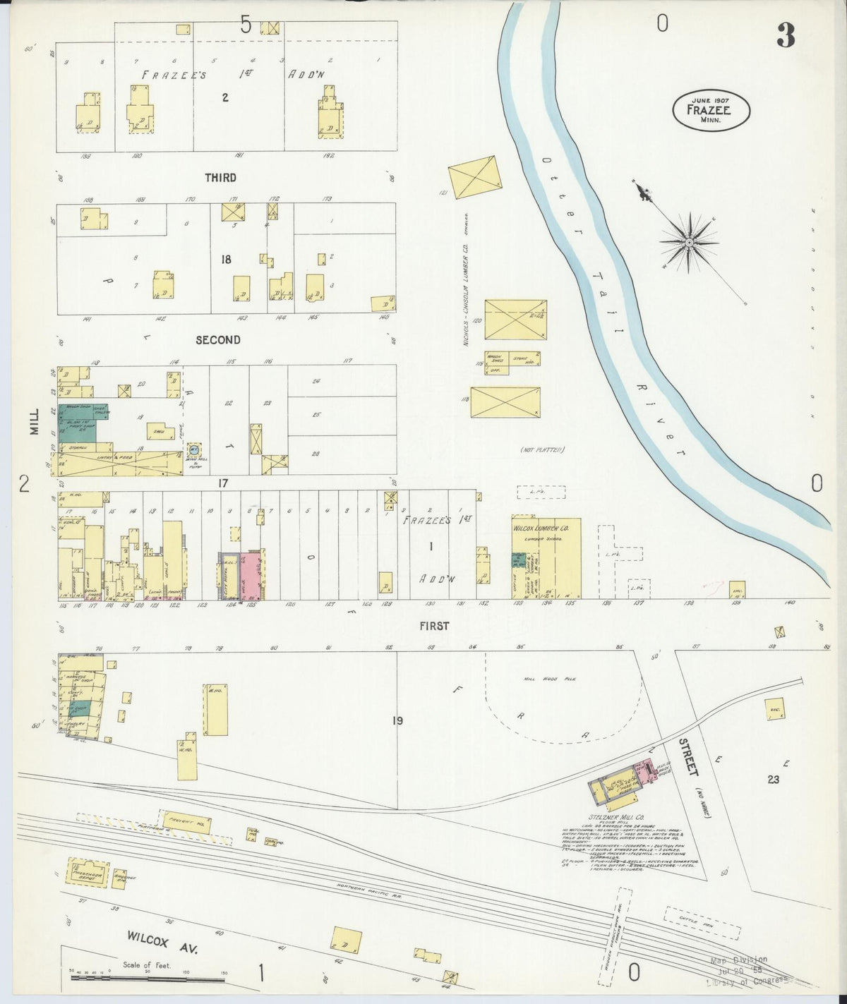 Sanborn Fire Insurance Map from Frazee, Becker County, Minnesota (1907), Sheet #0003 - Complete Map Set gallery image, historic Sanborn map, vintage wall art, Minnesota Minnesota