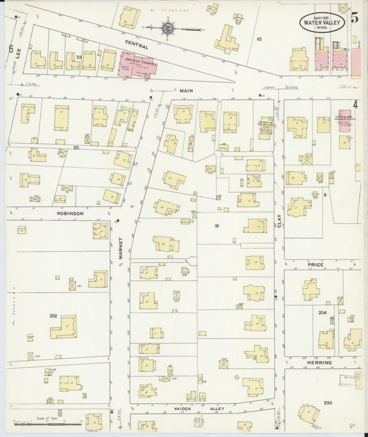 Sanborn Fire Insurance Map from Water Valley, Yalobusha County, Mississippi (1910), Sheet #0005 - Historic Sanborn Fire Insurance Map Print, vintage old map wall art, antique decor, genealogy gift, Mississippi Mississippi map