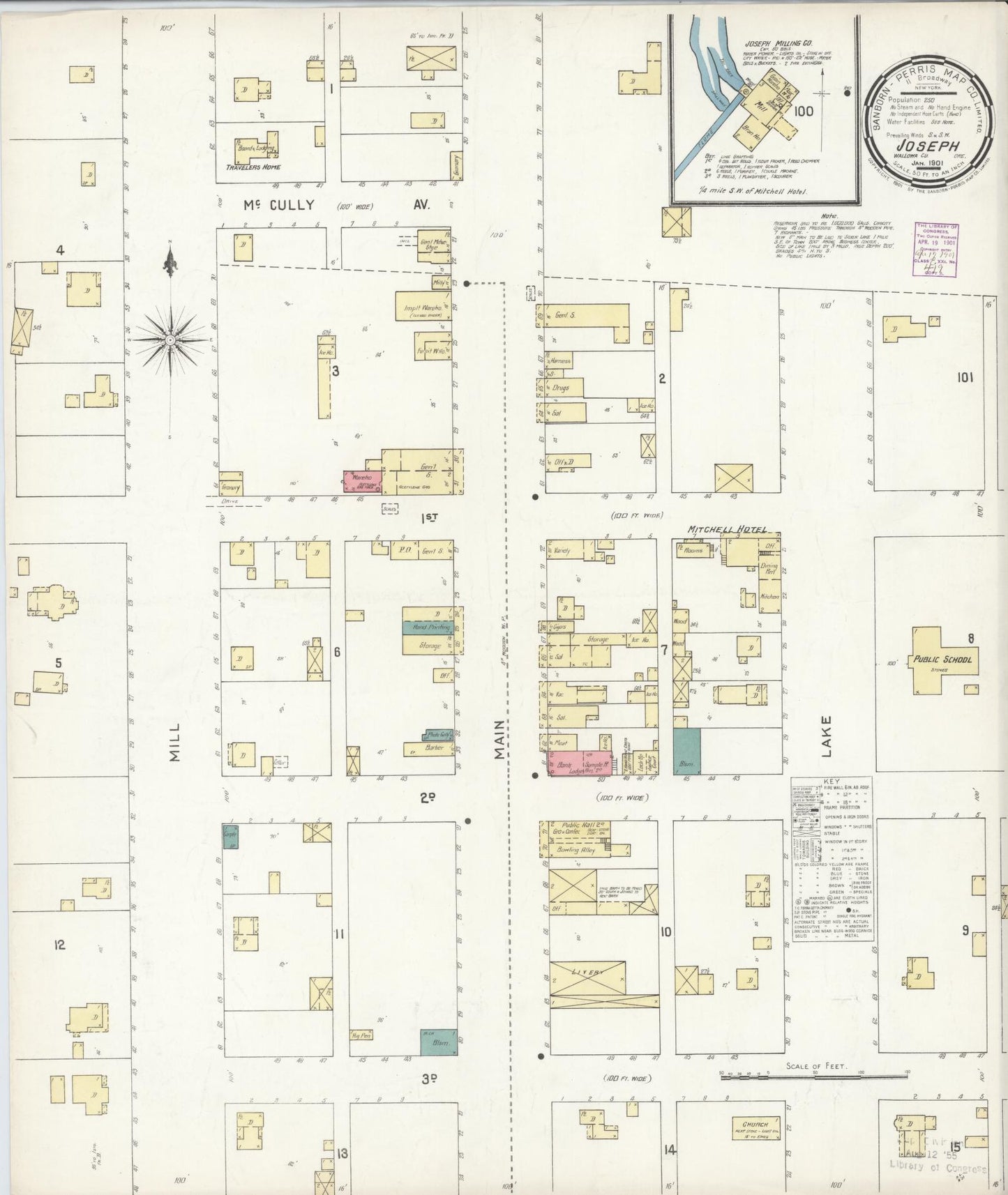 Sanborn Fire Insurance Map from Joseph, Wallowa County, Oregon (1901), Sheet #0001 - Historic Sanborn Fire Insurance Map Print, vintage old map wall art, antique decor, genealogy gift, Oregon Oregon map