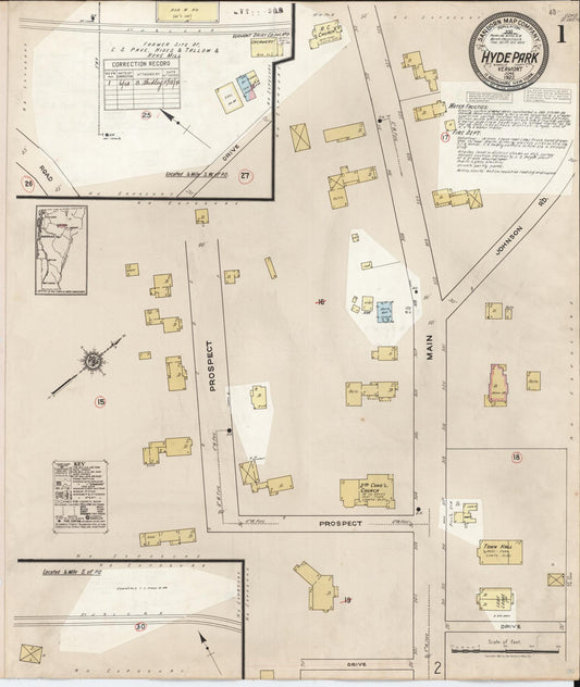 Sanborn Fire Insurance Map from Hyde Park, Lamoille County, Vermont (1943), Sheet #0001 - Complete Map Set gallery image, historic Sanborn map, vintage wall art, Vermont Vermont