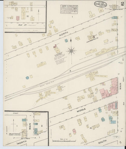 Sanborn Fire Insurance Map from Chelsea, Washtenaw County, Michigan (1884), Sheet #0002 - Complete Map Set gallery image, historic Sanborn map, vintage wall art, Michigan Michigan