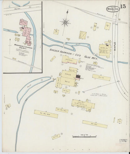 Sanborn Fire Insurance Map from Woburn, Middlesex County, Massachusetts (1888), Sheet #0015 - Complete Map Set gallery image, historic Sanborn map, vintage wall art, Massachusetts Massachusetts