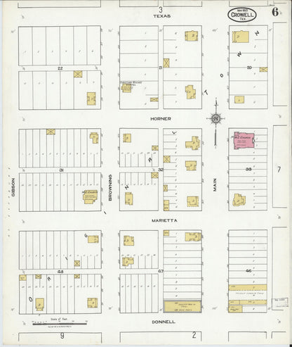 Sanborn Fire Insurance Map from Crowell, Foard County, Texas (1921), Sheet #0006 - Complete Map Set gallery image, historic Sanborn map, vintage wall art, Texas Texas