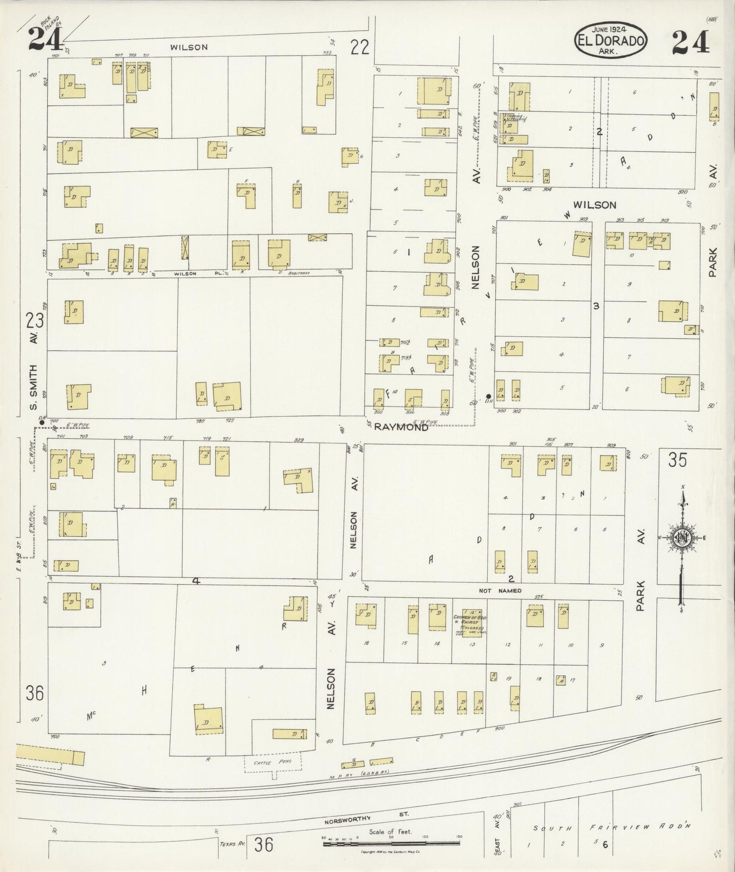 Sanborn Fire Insurance Map from El Dorado, Union County, Arkansas (1924), Sheet #0024 - Complete Map Set gallery image, historic Sanborn map, vintage wall art, Arkansas Arkansas