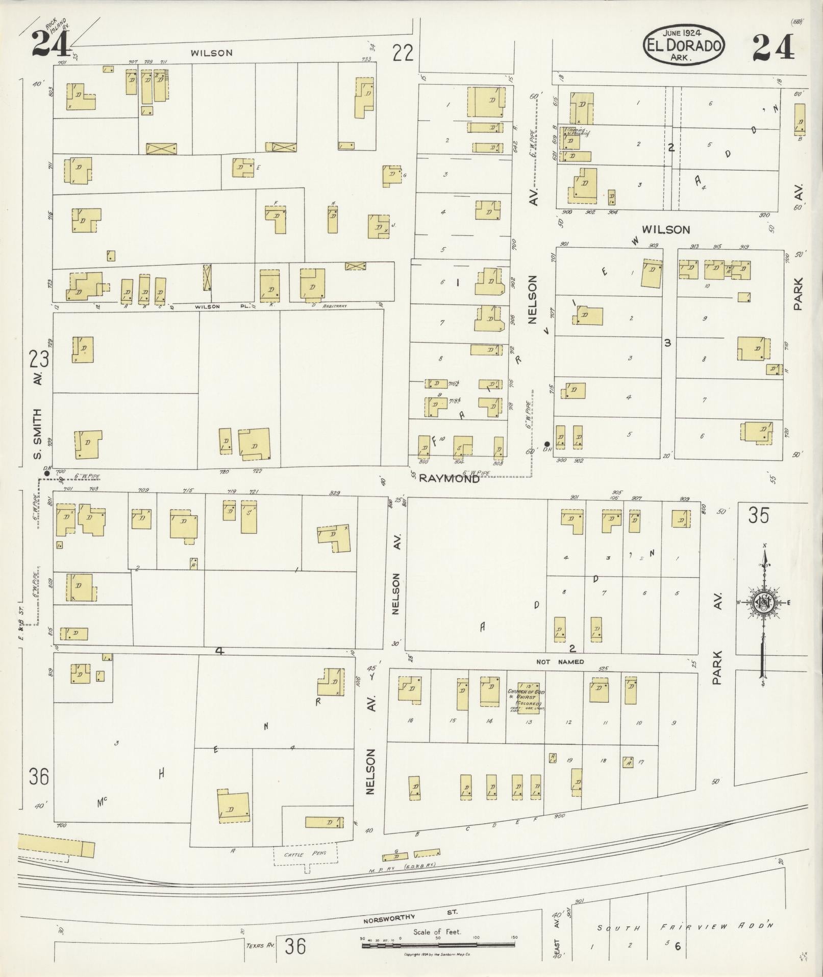 Sanborn Fire Insurance Map from El Dorado, Union County, Arkansas (1924), Sheet #0024 - Complete Map Set gallery image, historic Sanborn map, vintage wall art, Arkansas Arkansas