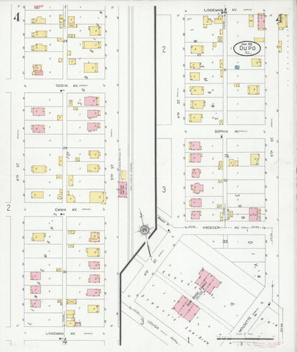 Sanborn Fire Insurance Map from Dupo, Saint Clair County, Illinois (1928), Sheet #0004 - Historic Sanborn Fire Insurance Map Print, vintage old map wall art, antique decor, genealogy gift, Illinois Illinois map