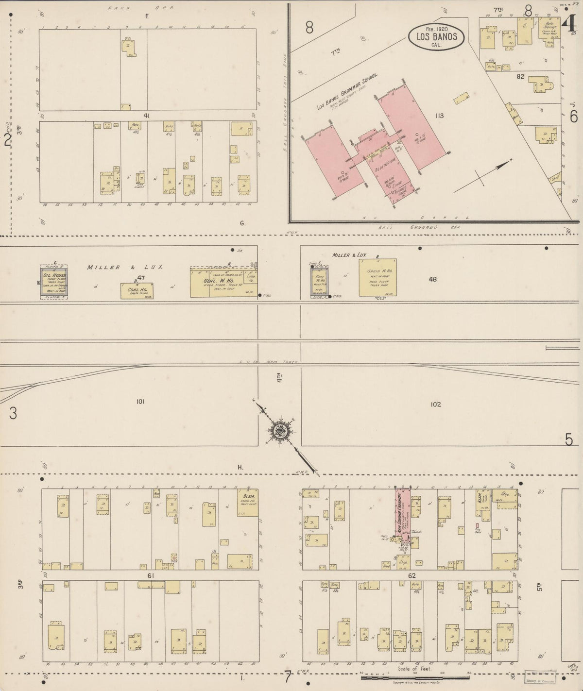 Sanborn Fire Insurance Map from Los Banos, Merced County, California (1920), Sheet #0004 - Complete Map Set gallery image, historic Sanborn map, vintage wall art, California California
