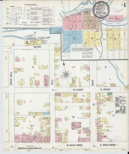 Sanborn Fire Insurance Map from Falmouth, Pendleton County, Kentucky (1891), Sheet #0001 - Complete Map Set gallery image, historic Sanborn map, vintage wall art, Kentucky Kentucky