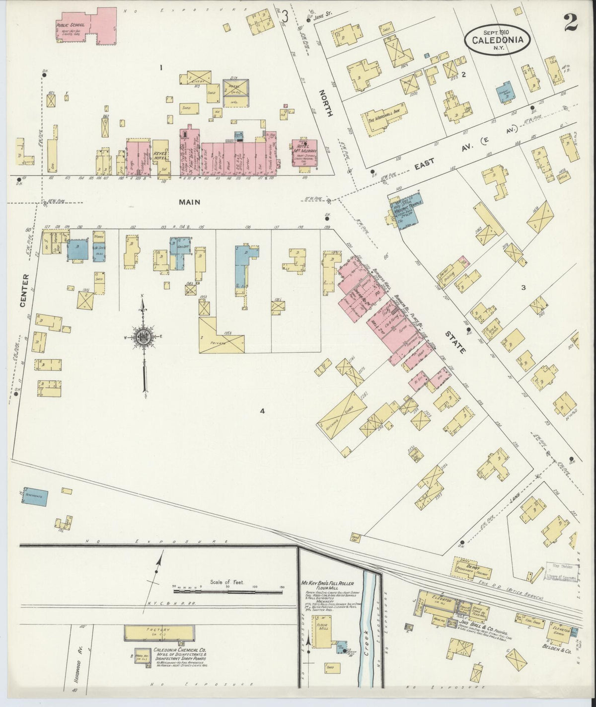 Sanborn Fire Insurance Map from Caledonia, Livingston County, New York (1910), Sheet #0002 - Historic Sanborn Fire Insurance Map Print, vintage old map wall art, antique decor, genealogy gift, New York New York map