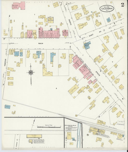Sanborn Fire Insurance Map from Caledonia, Livingston County, New York (1910), Sheet #0002 - Historic Sanborn Fire Insurance Map Print, vintage old map wall art, antique decor, genealogy gift, New York New York map