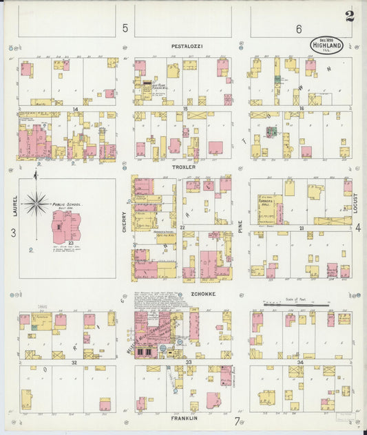 Sanborn Fire Insurance Map from Highland, Madison County, Illinois (1899), Sheet #0002 - Historic Sanborn Fire Insurance Map Print, vintage old map wall art, antique decor, genealogy gift, Illinois Illinois map
