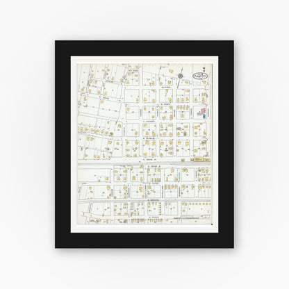 Old map wall art mockup — black gallery frame with white mat — Sanborn Fire Insurance Map from Plant City, Hillborough County, Florida (1919), Sheet #0007