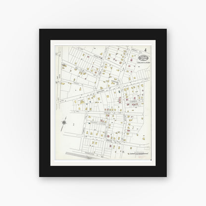 Old map wall art mockup — black gallery frame with white mat — Sanborn Fire Insurance Map from Metuchen, Middlesex County, New Jersey (1920), Sheet #0004