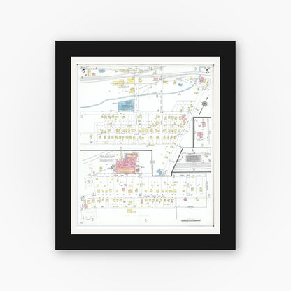 Old map wall art mockup — black gallery frame with white mat — Sanborn Fire Insurance Map from Leetonia, Columbiana County, Ohio (1950), Sheet #0005