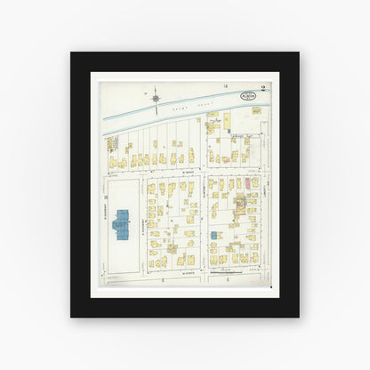 Old map wall art mockup — black gallery frame with white mat — Sanborn Fire Insurance Map from Albion, Orleans County, New York (1917) - Complete Map Set
