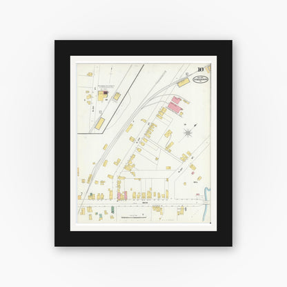 Old map wall art mockup — black gallery frame with white mat — Sanborn Fire Insurance Map from Stroudsburg, Monroe County, Pennsylvania (1905), Sheet #0010