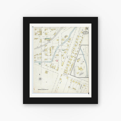 Old map wall art mockup — black gallery frame with white mat — Sanborn Fire Insurance Map from Butler, Richland County, Ohio (1885), Sheet #0002