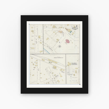 Old map wall art mockup — black gallery frame with white mat — Sanborn Fire Insurance Map from Buffalo, Wright County, Minnesota (1894), Sheet #0002
