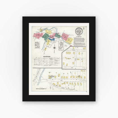 Old map wall art mockup — black gallery frame with white mat — Sanborn Fire Insurance Map from Butler, Morris County, New Jersey (1920) - Complete Map Set