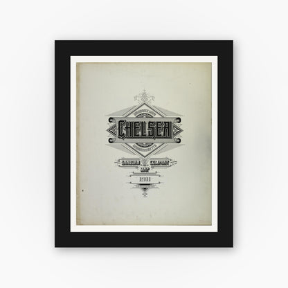 Old map wall art mockup — black gallery frame with white mat — Sanborn Fire Insurance Map from Chelsea, Suffolk County, Massachusetts (1911), Sheet #0001