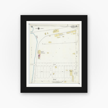 Old map wall art mockup — black gallery frame with white mat — Sanborn Fire Insurance Map from Standish, Arenac County, Michigan (1924), Sheet #0003