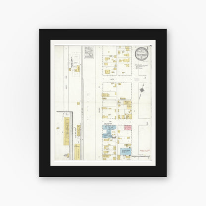 Old map wall art mockup — black gallery frame with white mat — Sanborn Fire Insurance Map from Brentwood, Contra Costa County, California (1921) - Complete Map Set
