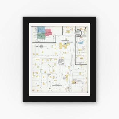 Old map wall art mockup — black gallery frame with white mat — Sanborn Fire Insurance Map from Seymour, Outagamie County, Wisconsin (1900) - Complete Map Set